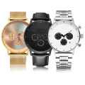 Private Label 100pcs Embossed Minimalist Watches Japan VD53 Men Chrono High Quality Luxury Chronoscope Watch